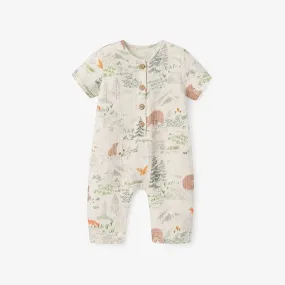 BA - Bear Print Organic Muslin Baby Jumpsuit