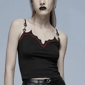 Black Camisole Tank Top w/ Red Bat Wing Trim