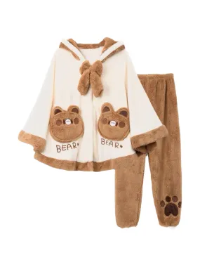 Brown Bear Cozy Dreamy Winter Flannel Pajama Set