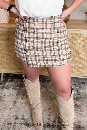 Cute As A Button Plaid Mini Skort