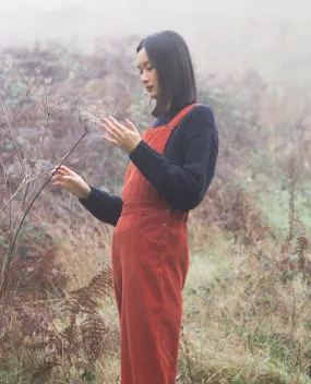 Dusty Organic Cotton Cord Dungarees in Burnt Orange