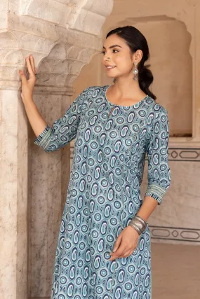 Green Paisley Block Print Kurta