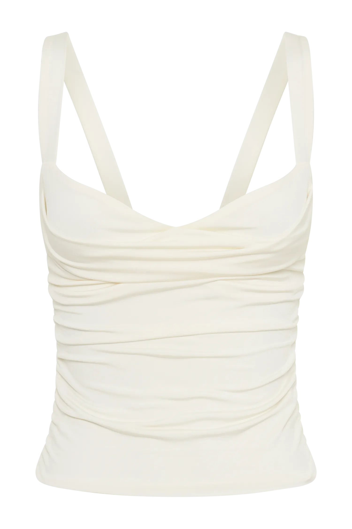 Hailey Slinky Long Line Sweetheart Top - Ivory