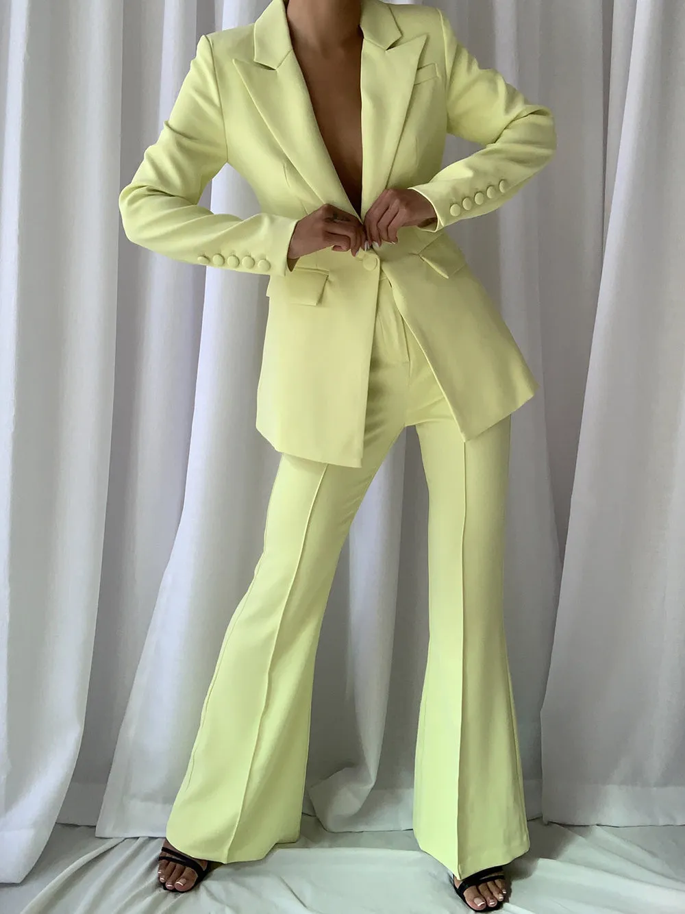 NAOMA Blazer & Flared Pants Set in Lime