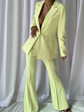 NAOMA Blazer & Flared Pants Set in Lime