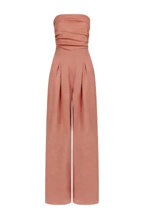 'Yves Uro’ Gathered Jumpsuit - Blush